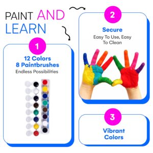 Neliblu Washable Watercolor Paint Set for Kids - 12 Filled Paint Strips with 8 Vibrant Colors and Brushes - Art Supplies for Birthdays, Home, and Art Activities - Ideal Party Favors for Creative Fun