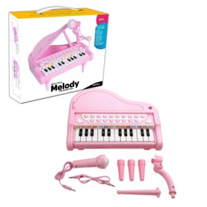 Love&Mini Pink Piano Toys for 1+Years Old Girls First Birthday Gifts Toddler Piano Music Toy Instruments with 24 Keys and Microphone