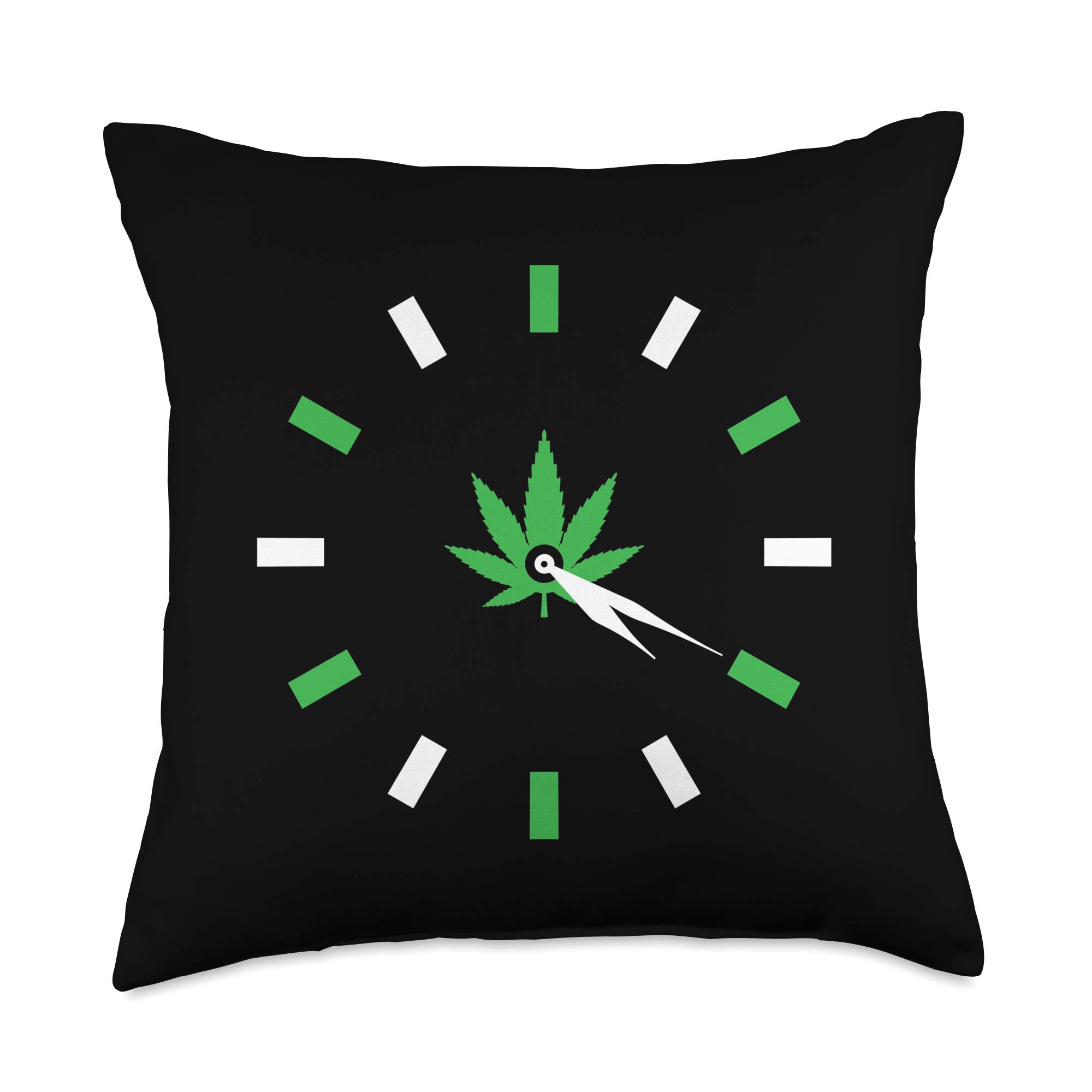 420 Clock Weed Leaf Cannabis Marijuana THC Stoner Gift Throw Pillow