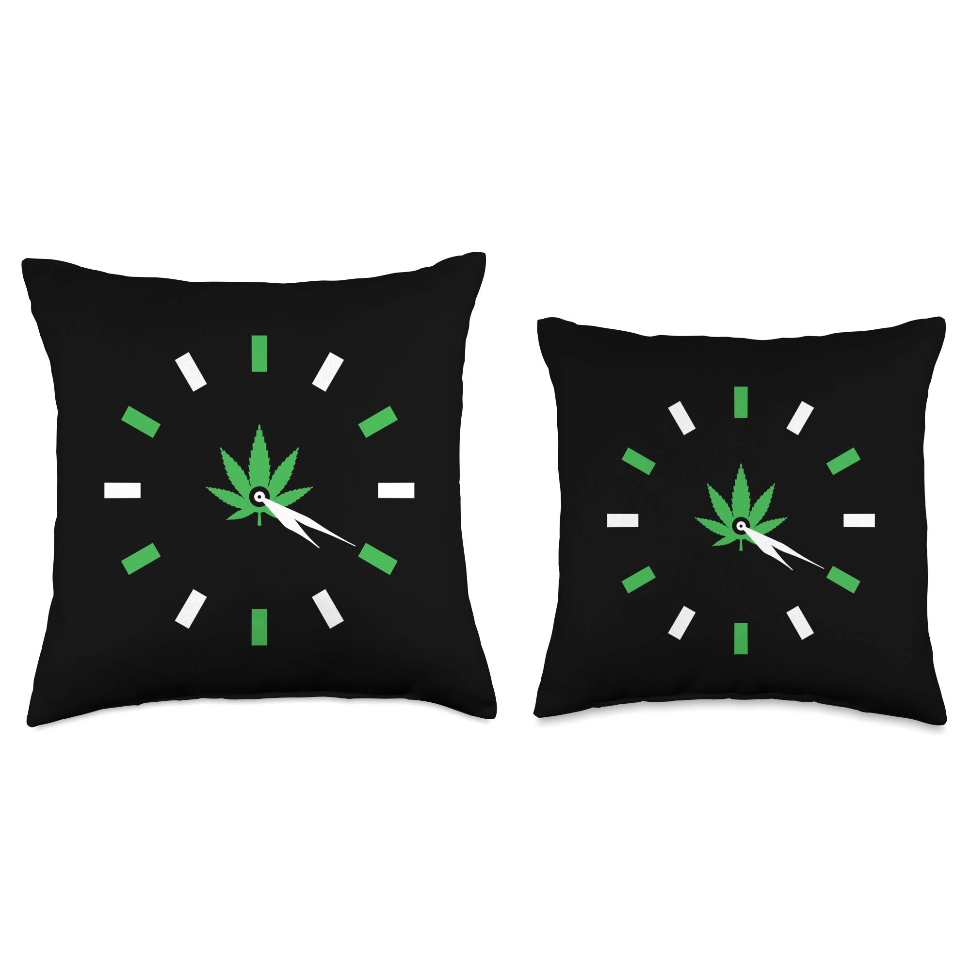 420 Clock Weed Leaf Cannabis Marijuana THC Stoner Gift Throw Pillow