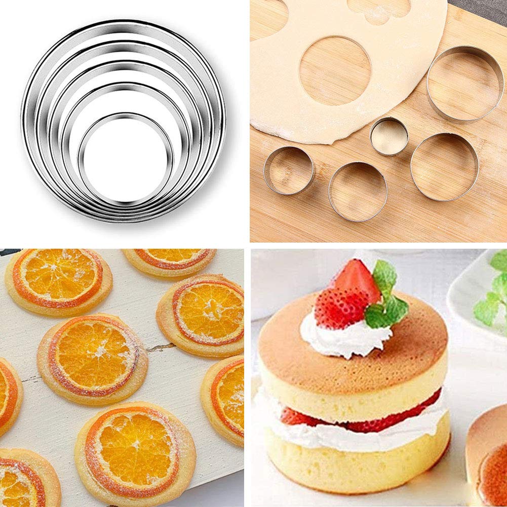 Strone Cookie Cutters, 20 Pcs Cookie Cutters Set Stainless Steel Multi-Size Biscuit Cutters Sandwich Fruit Cutting Shapes Heart, Star, Circle, Flower Metal Molds