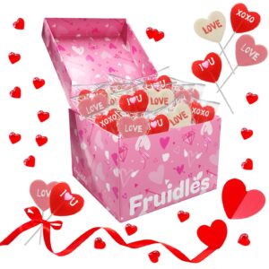 Fruidles Valentine's Day Lollipop Sucker, Red Lips, Be Mine & Love You Heart Suckers, Individually Wrapped (24-Pack)