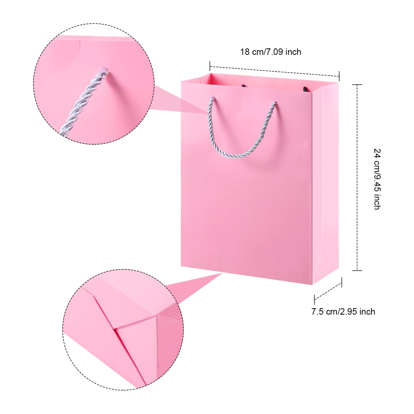 Zonon Gift Box with Lid and Ribbon 9 x 7 x 3'' Luxury Packaging Box Greeting Card and Tissue Paper for Wedding Birthday Graduation Fathers Day Gift Packaging (Pink)