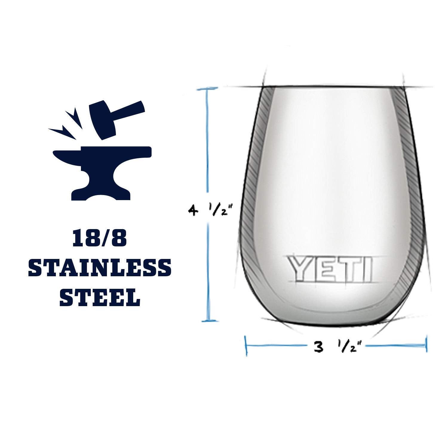 YETI Rambler 10 oz Wine Tumbler, Vacuum Insulated, Stainless Steel with MagSlider Lid, Navy