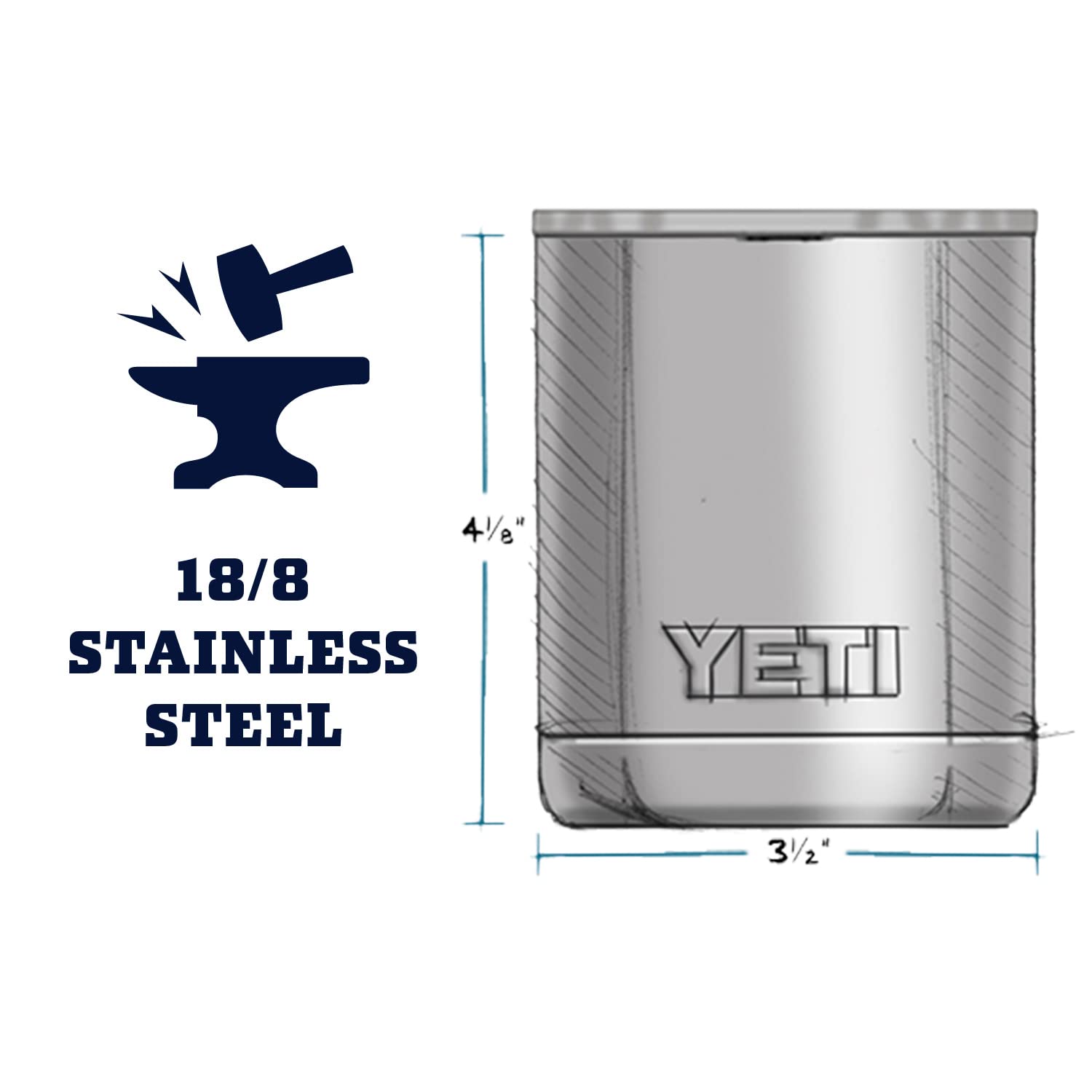 YETI Rambler 10 oz Lowball, Vacuum Insulated, Stainless Steel with MagSlider Lid, White