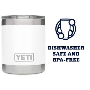 YETI Rambler 10 oz Lowball, Vacuum Insulated, Stainless Steel with MagSlider Lid, White