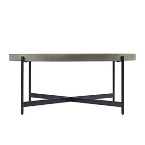 Alaterre Furniture Brookline 42" Round Wood with Concrete-Coating Coffee Table