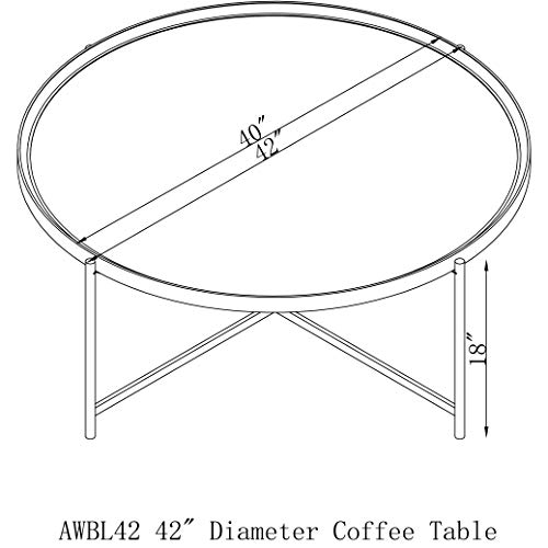 Alaterre Furniture Brookline 42" Round Wood with Concrete-Coating Coffee Table