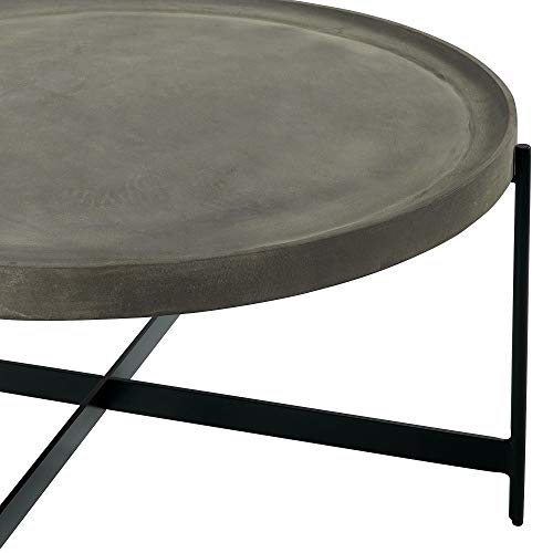 Alaterre Furniture Brookline 42" Round Wood with Concrete-Coating Coffee Table