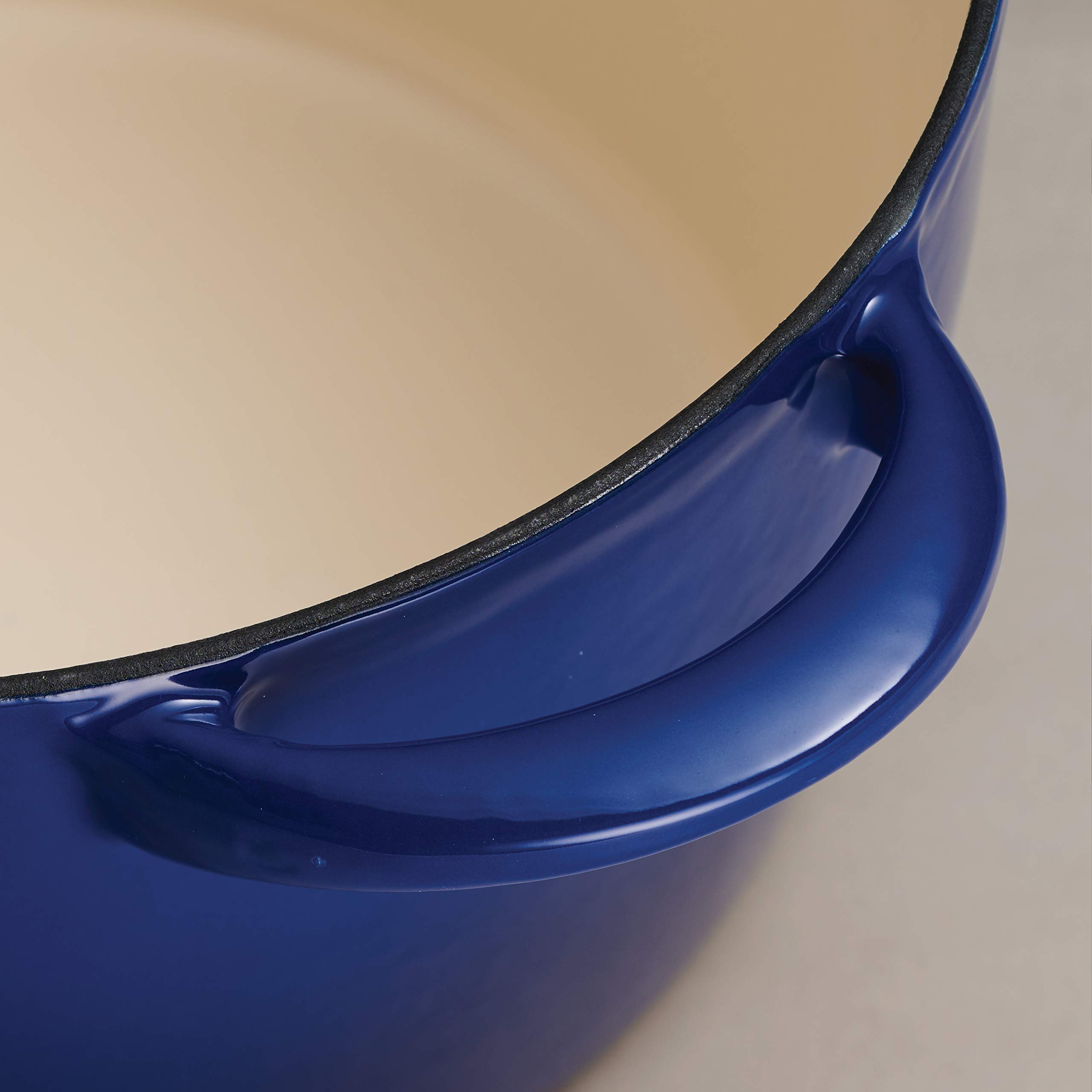 Tramontina Covered Tall Round Dutch Oven Enameled Cast Iron 7 Qt (Classic Blue Gold Knob) - 80131/359DS