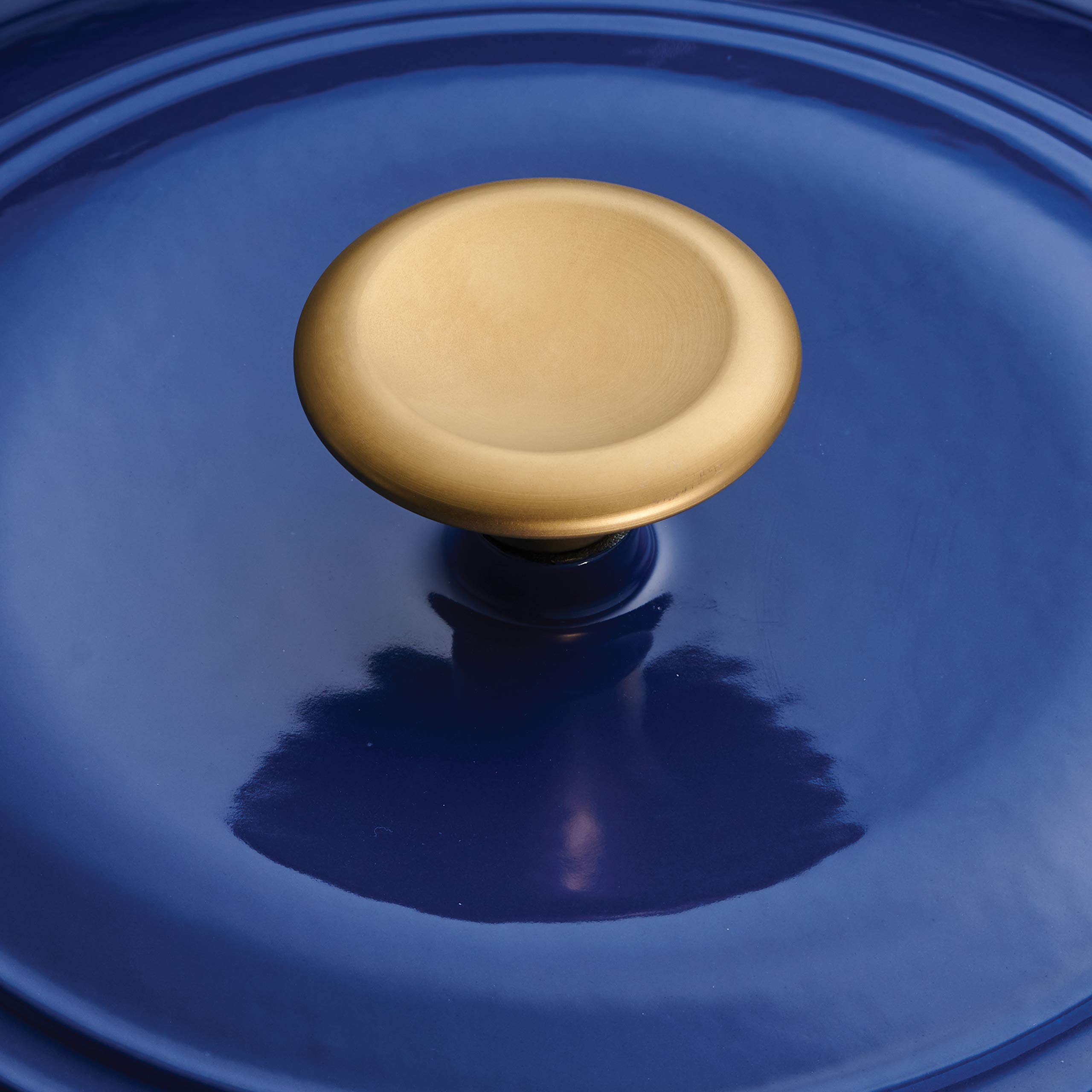 Tramontina Covered Tall Round Dutch Oven Enameled Cast Iron 7 Qt (Classic Blue Gold Knob) - 80131/359DS