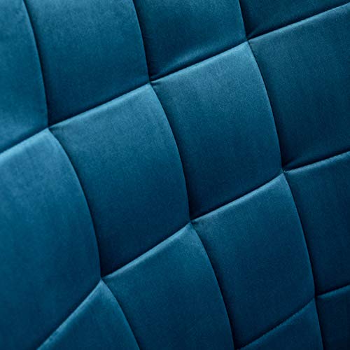 Roundhill Furniture Leiria Contemporary Silky Velvet Tufted Accent Chair with Ottoman, Single, Blue