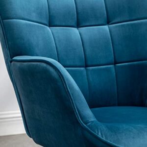 Roundhill Furniture Leiria Contemporary Silky Velvet Tufted Accent Chair with Ottoman, Single, Blue