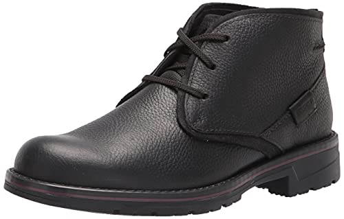 Clarks Men's Morris Peak Waterproof Chukka Boot, Black Tumbled Leather, 9