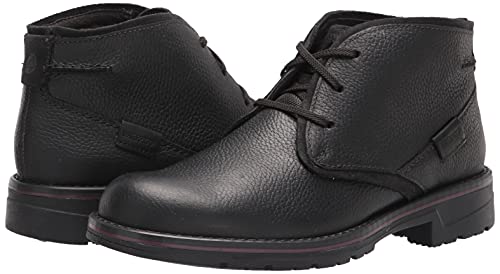 Clarks Men's Morris Peak Waterproof Chukka Boot, Black Tumbled Leather, 9