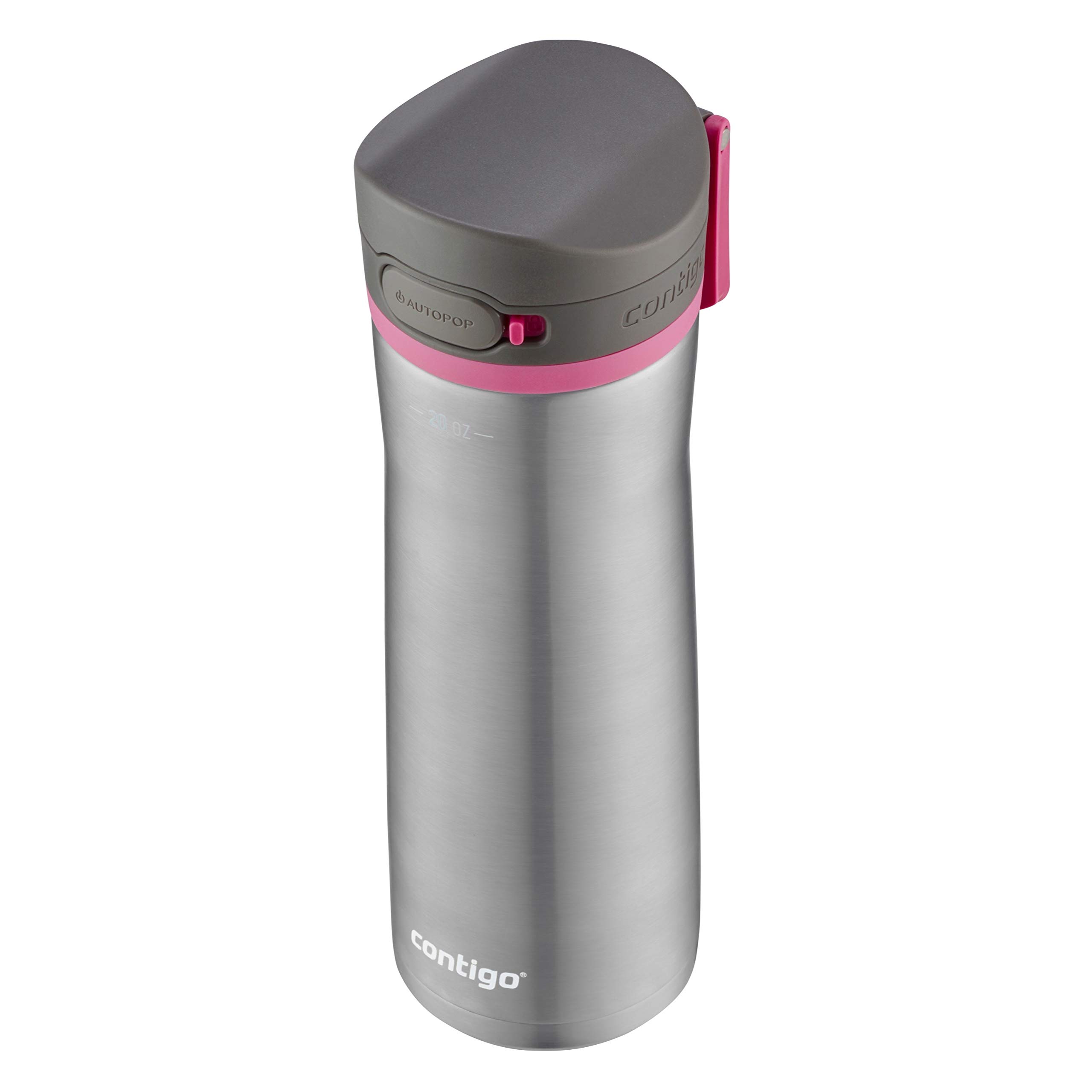 Contigo Jackson Chill 2.0 Stainless Steel Water Bottle with AUTOPOP Lid, 20oz, Steel/Dragonfruit