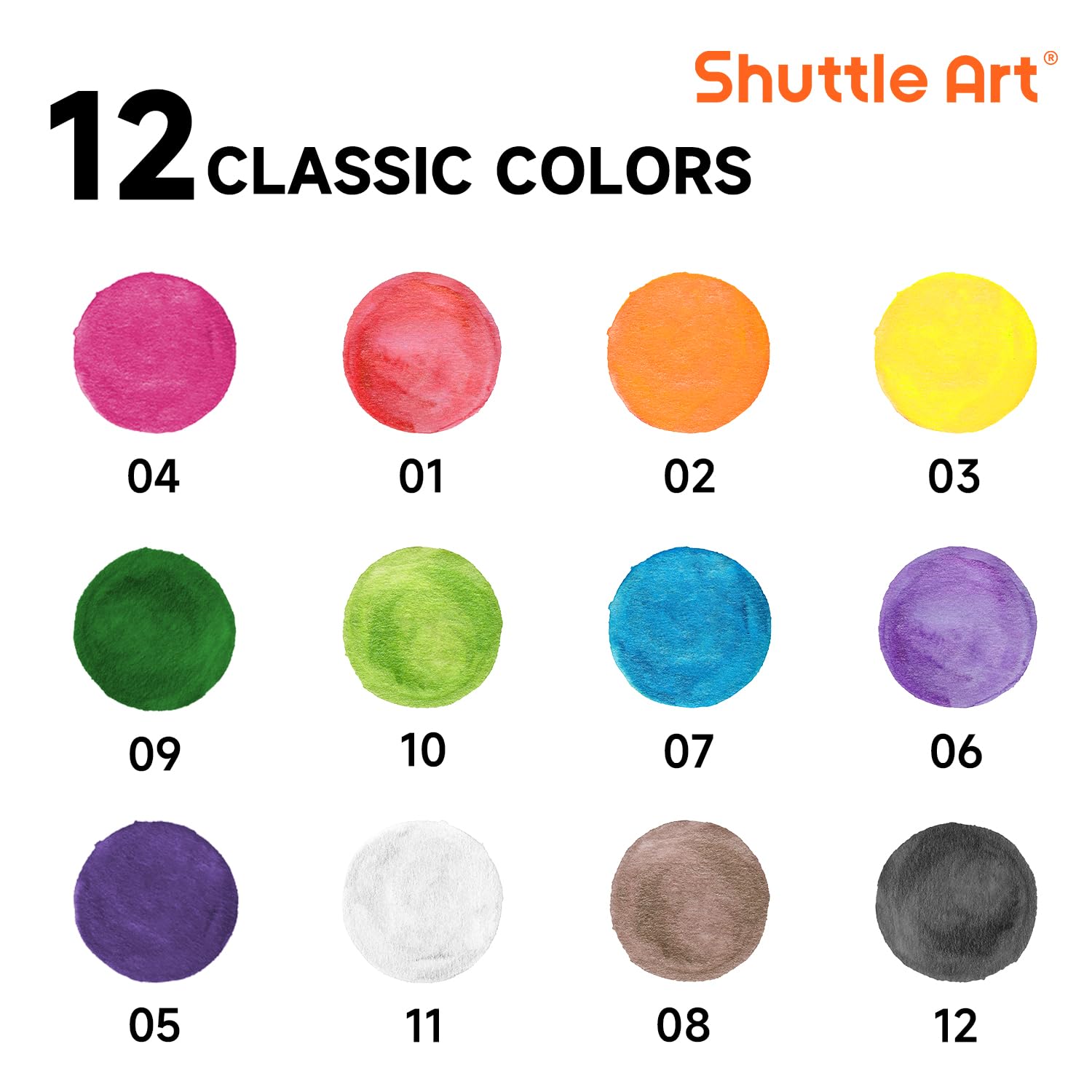 Shuttle Art 12 Colors Watercolor Paint Set Bulk, 60 Pack, Watercolor Paint Set with Paint Brushes for Kids and Adults, Washable Paint for Classroom, Parties, Kindergarten and Art Activities