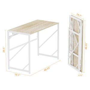 Elephance Folding Desk Writing Computer Desk for Home Office, No-Assembly Study Office Desk Foldable Table for Small Spaces