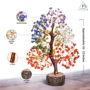 FASHIONZAADI 7 Chakra Tree - Crystal Bonsai Tree - Spiritual Decor - Spiritual Gemstones - Sculptures Home Decor - Crystal Gifts - Gemstone Tree - Tree of Life Decor - Desk Decorations