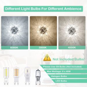 HMVPL Crystal Flush Mount Ceiling Light, Modern Sputnik Firework Close to Ceiling Lamp, LED Ceiling Light Fixtures for Bedroom Kitchen Island Entryway Hallway Foyer