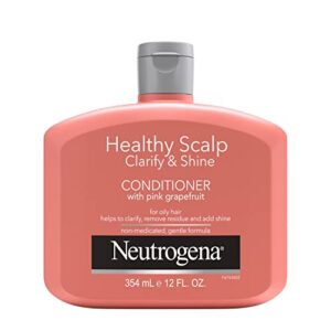 neutrogena exfoliating healthy scalp clarify & shine conditioner for oily hair and scalp, anti-residue conditioner with pink grapefruit, paraben & phthalate-free, color-safe, 12oz