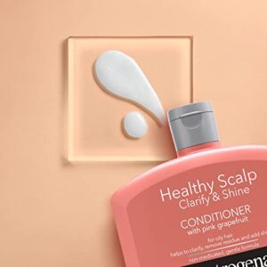 Neutrogena Exfoliating Healthy Scalp Clarify & Shine Conditioner for Oily Hair and Scalp, Anti-Residue Conditioner with Pink Grapefruit, Paraben & Phthalate-Free, Color-Safe, 12oz