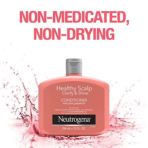 Neutrogena Exfoliating Healthy Scalp Clarify & Shine Conditioner for Oily Hair and Scalp, Anti-Residue Conditioner with Pink Grapefruit, Paraben & Phthalate-Free, Color-Safe, 12oz