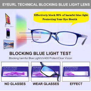 EYEURL 2 Pack Reading Glasses for Men Women - Blue Light Blocking Computer Reader 1.50 Women Lightweight TR90 Flexible Eyeglasses Anti Glare UV Ray Eyestrain