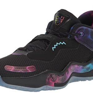 adidas Unisex D.O.N. Issue 3 Basketball Shoe, Black/Bright Cyan/Purple, 10 US Men