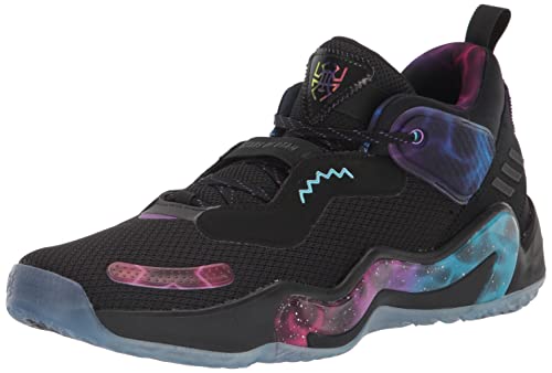 adidas Unisex D.O.N. Issue 3 Basketball Shoe, Black/Bright Cyan/Purple, 10 US Men