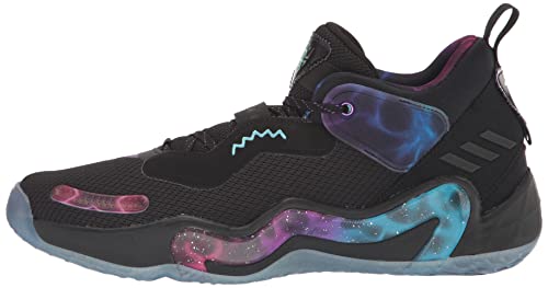 adidas Unisex D.O.N. Issue 3 Basketball Shoe, Black/Bright Cyan/Purple, 10 US Men