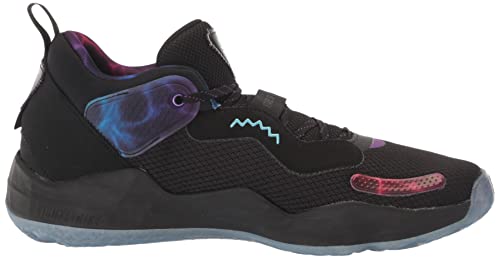 adidas Unisex D.O.N. Issue 3 Basketball Shoe, Black/Bright Cyan/Purple, 10 US Men