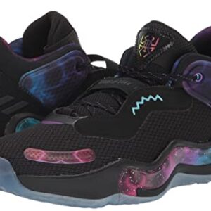 adidas Unisex D.O.N. Issue 3 Basketball Shoe, Black/Bright Cyan/Purple, 10 US Men