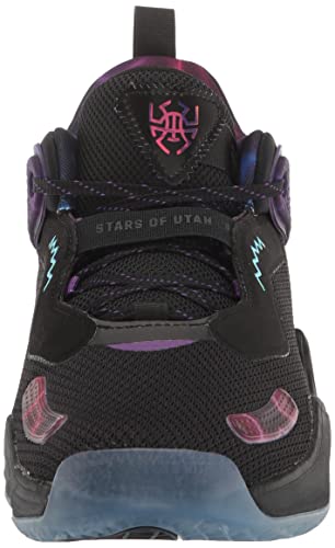 adidas Unisex D.O.N. Issue 3 Basketball Shoe, Black/Bright Cyan/Purple, 10 US Men