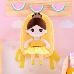 Gloveleya Toddler Backpack for Kids Soft Toys Plush Ballet Girl Doll Yellow 9 Inches