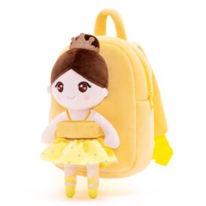 Gloveleya Toddler Backpack for Kids Soft Toys Plush Ballet Girl Doll Yellow 9 Inches