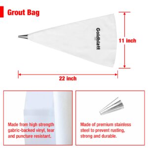 Goldblatt 4 Pieces Tile Grout Masonry Mortar Bag Set, includes 3 Pieces Tear Puncture Resistant Grout Bag & 1 Piece Brick Jointer for Tile Installation Work