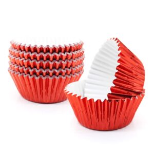 cupcake liners red,golf standard size red foil cupcake liners wrappers metallic baking cups,muffin paper cases, 100 pack