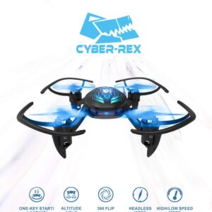 ThrillMotion Cyber-Rex Mini RC Drone Kit for Kid Beginners and Adults, 2 Speed Level, 360 Flip, One Push Start, Altitude Control, 2 Modes Quadcopter for Beginners