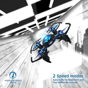 ThrillMotion Cyber-Rex Mini RC Drone Kit for Kid Beginners and Adults, 2 Speed Level, 360 Flip, One Push Start, Altitude Control, 2 Modes Quadcopter for Beginners