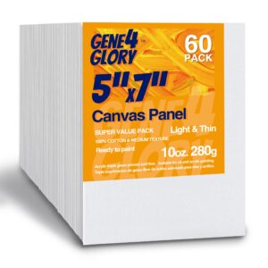 GENE4GLORY Canvas Panel Painting Boards 5 x 7 inch, 60 Pack, Art Canvas for Hobby Painters,Students & Kids