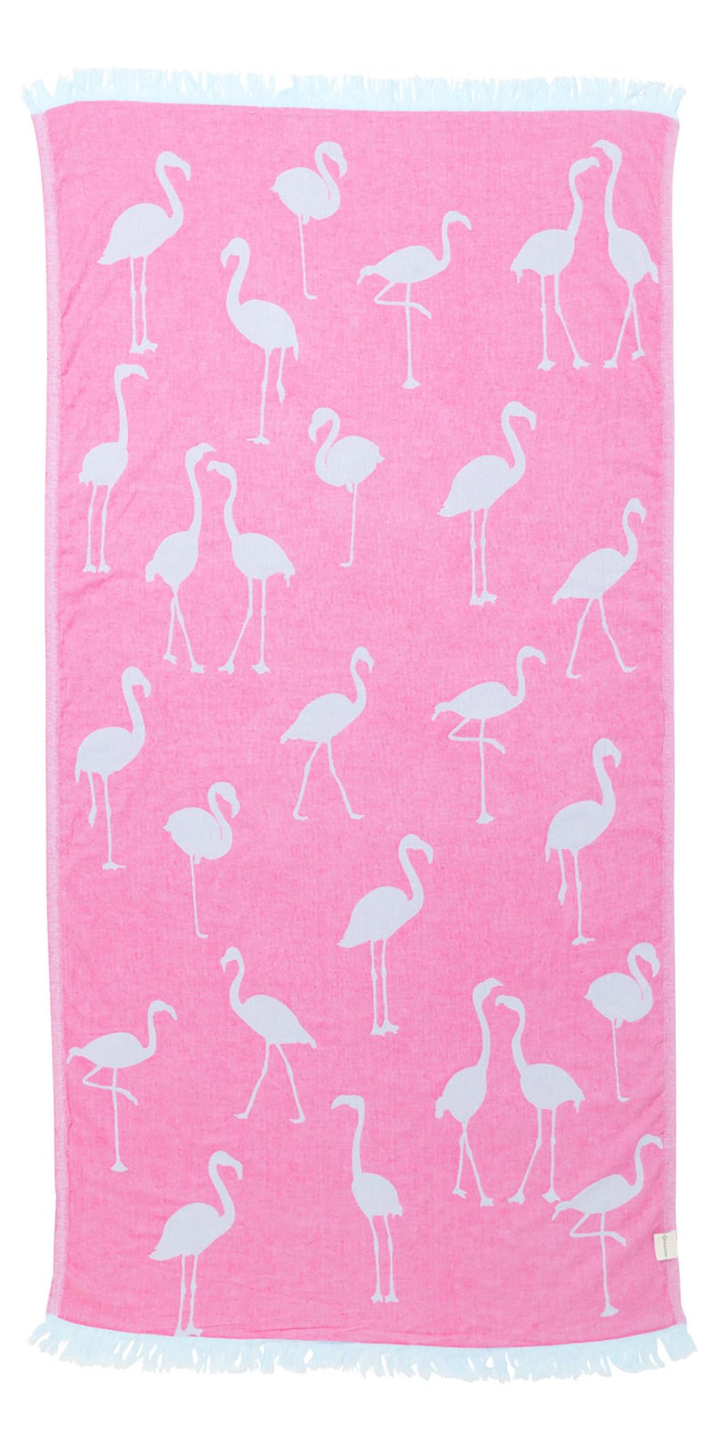 InfuseZen Turkish Towel - Thin & Absorbent Peshtemal Beach Bath Towels - 100% Cotton Oversized Hammam Fouta Towel Lightweight Pool, Gym, Travel Towel with Flamingo Design (Pink)