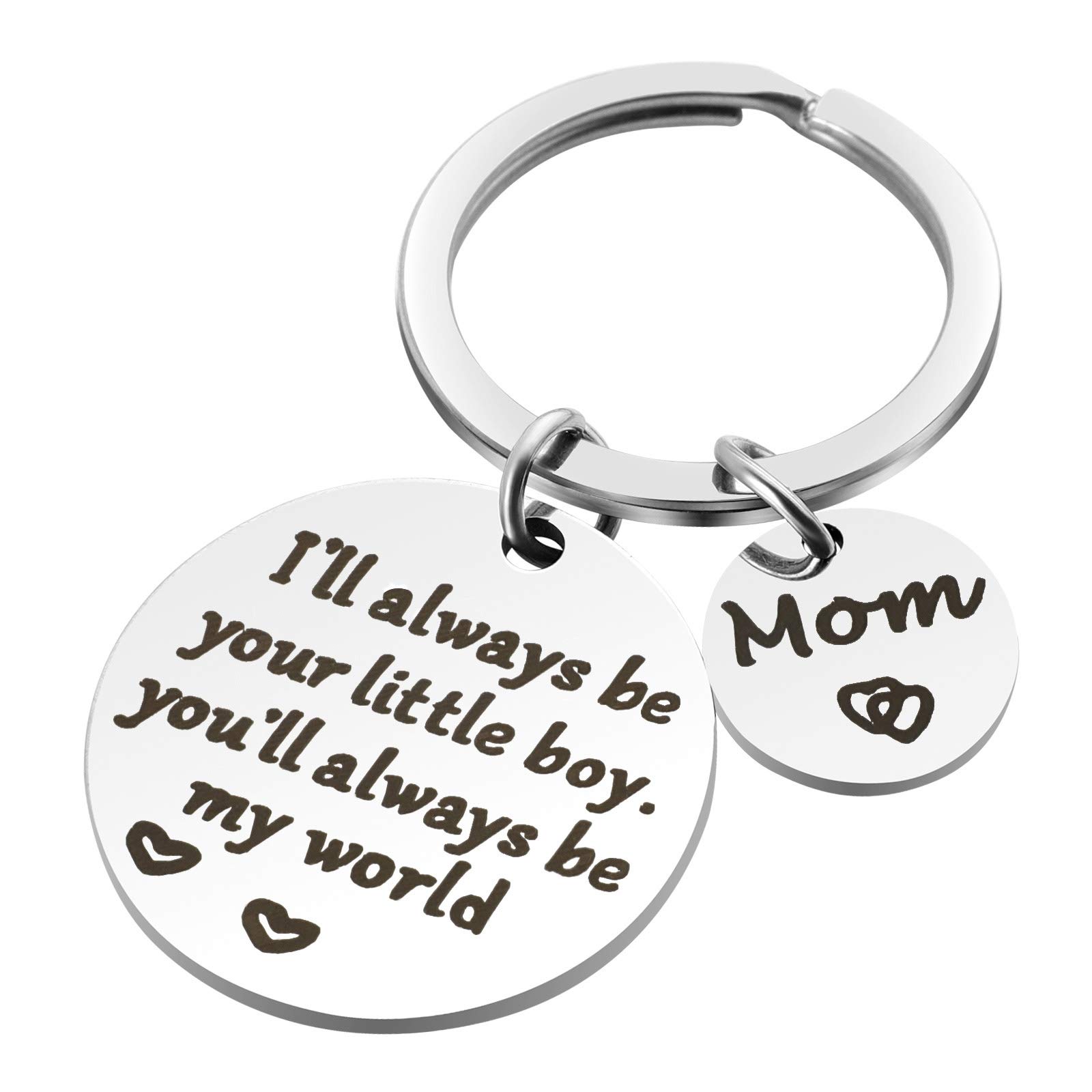 Mother’s Day Gifts from Son for Birthday, Double Side I'll Always Be Your Little Boy, You Will Always Be My World - Best Mom Ever Keychain for Valentine’s Day Christmas Gift