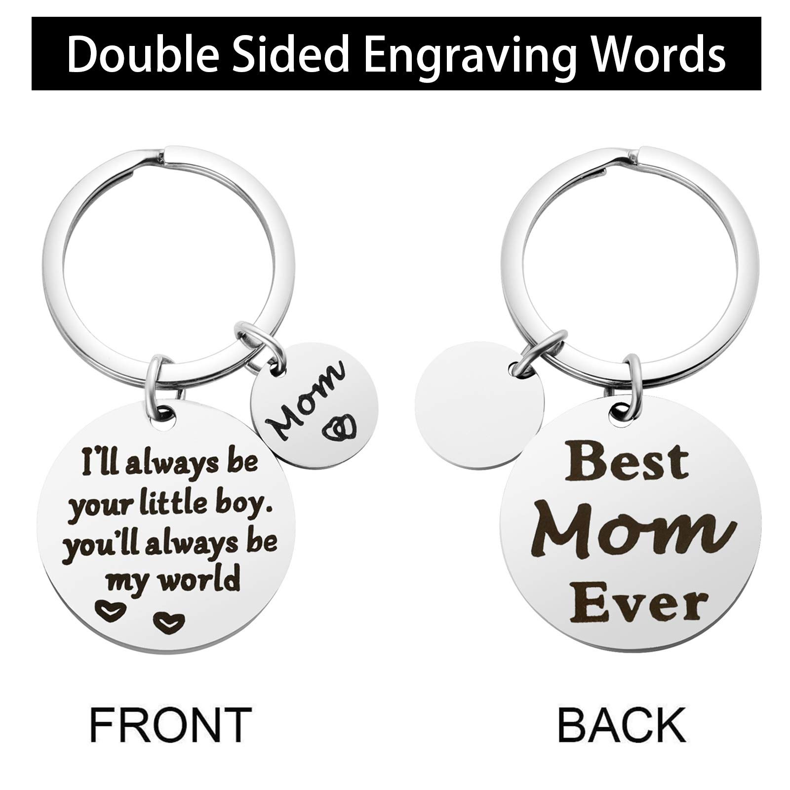 Mother’s Day Gifts from Son for Birthday, Double Side I'll Always Be Your Little Boy, You Will Always Be My World - Best Mom Ever Keychain for Valentine’s Day Christmas Gift