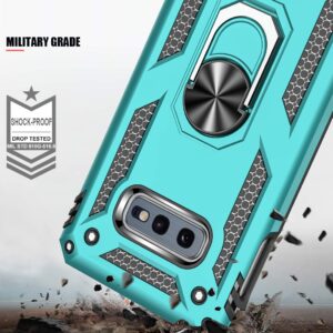 IKAZZ for Galaxy S10e Case with Screen Protector,Military Grade Shockproof Cover Pass 16ft Drop Test with Magnetic Kickstand Car Mount Holder Protective Phone Case for Samsung Galaxy S10e Turquoise