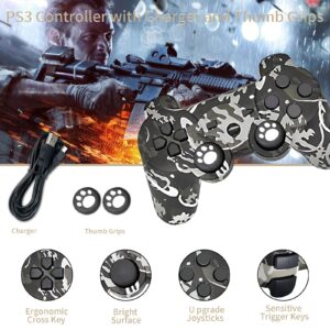 Controller Wireless, CFORWARD Game Controller Compatible for play3 Remote Joy sticks with Dual Vibration and 6Axis, Wireless Controller with Charger and Thumb Gripss