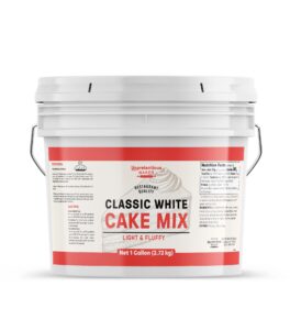 unpretentious white cake mix, 1 gallon, classic & traditional baking mix, easy to make, convenient resealable bucket