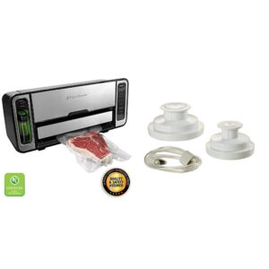 foodsaver fm5860 vacuum sealer machine, silver & regular sealer and accessory hose wide-mouth jar kit, 9.00 x 6.00 x 4.90 inches, white