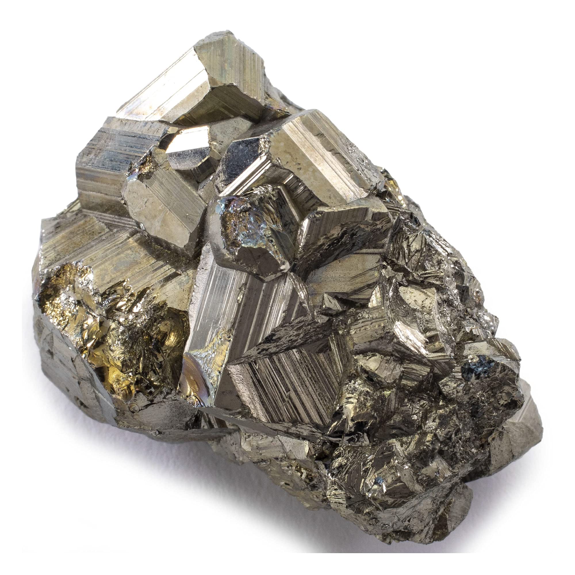 KALIFANO Natural Pyrite Cluster - High Energy Iron Piedra Pirita from Peru with Healing Properties (Information Card) Fools Gold Rock Reiki Crystal Used for Increased Willpower and Manifestation