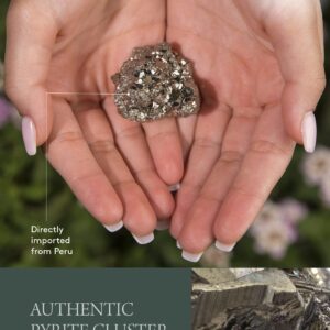 KALIFANO Natural Pyrite Cluster - High Energy Iron Piedra Pirita from Peru with Healing Properties (Information Card) Fools Gold Rock Reiki Crystal Used for Increased Willpower and Manifestation